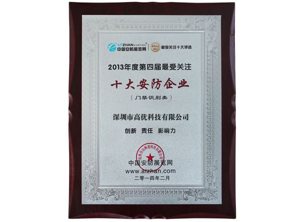 十大(dà)安防企業(yè)證書(shū)